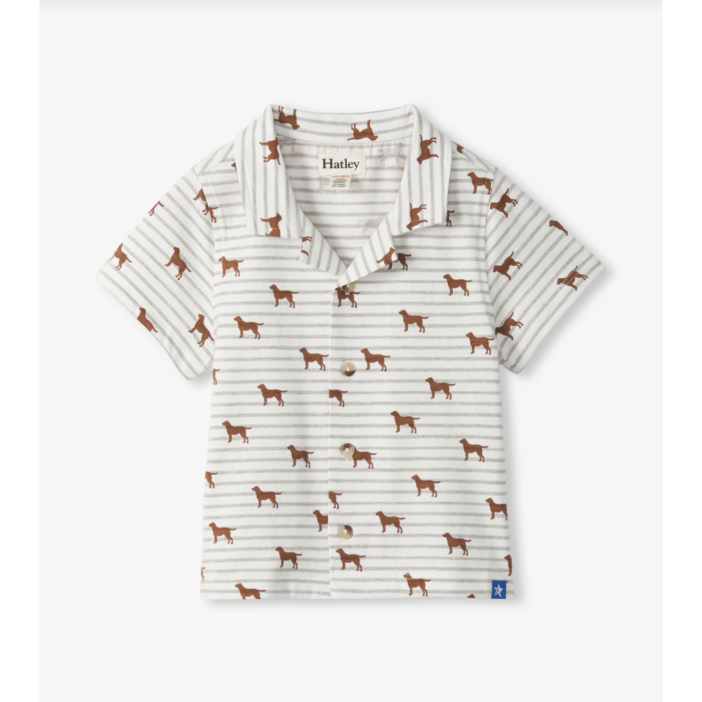 Hatley Boys Little Pups Jersey Button Down Shirt-HATLEY-Little Giant Kidz