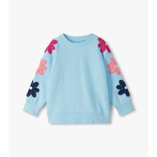 Hatley Cool Blue Floral Slouchy Pullover-HATLEY-Little Giant Kidz