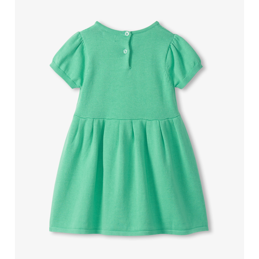 Hatley Girls Neptune Green Knot Pointelle Dress-HATLEY-Little Giant Kidz