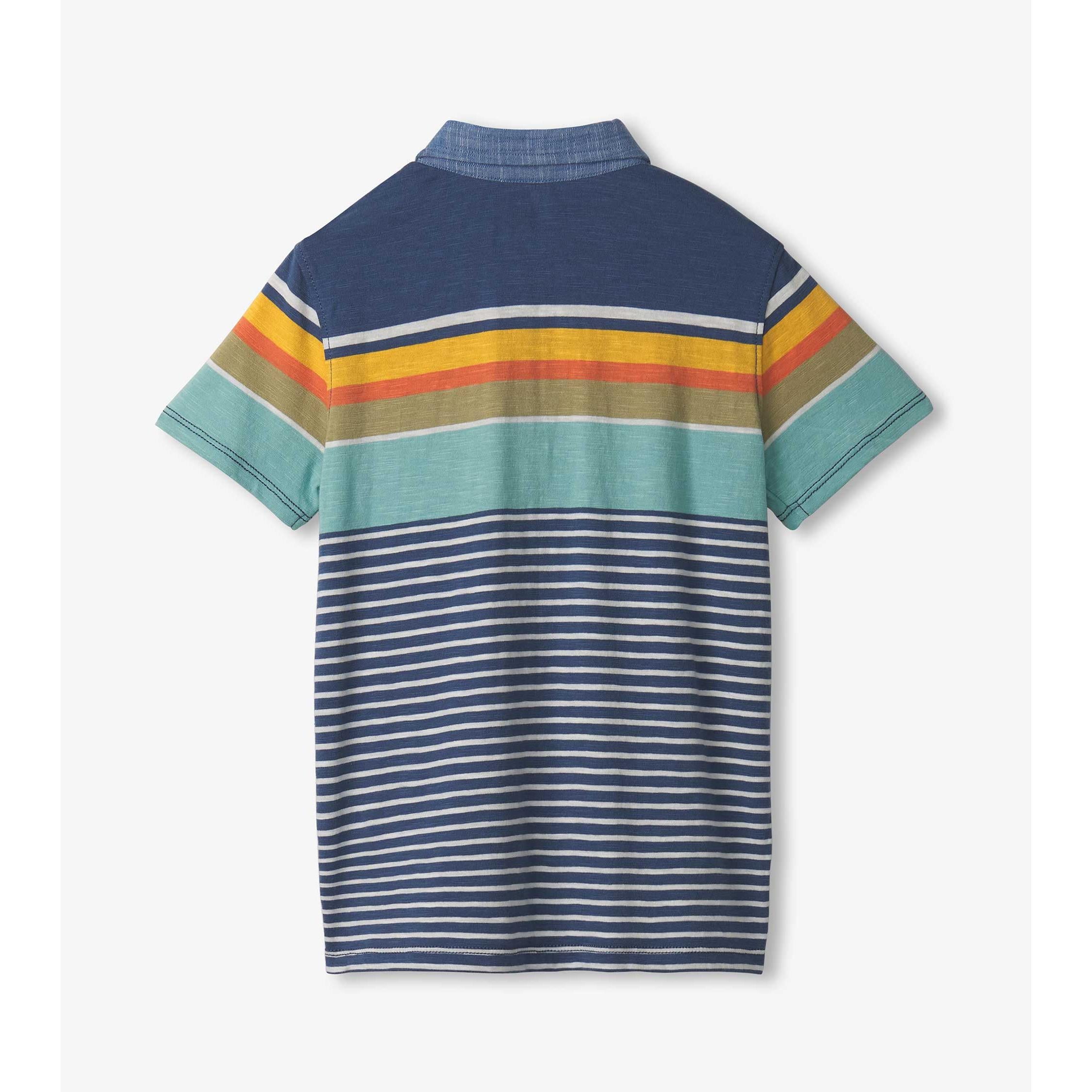 Hatley Nautical Stripes Polo Tee- Ensign Blue-HATLEY-Little Giant Kidz