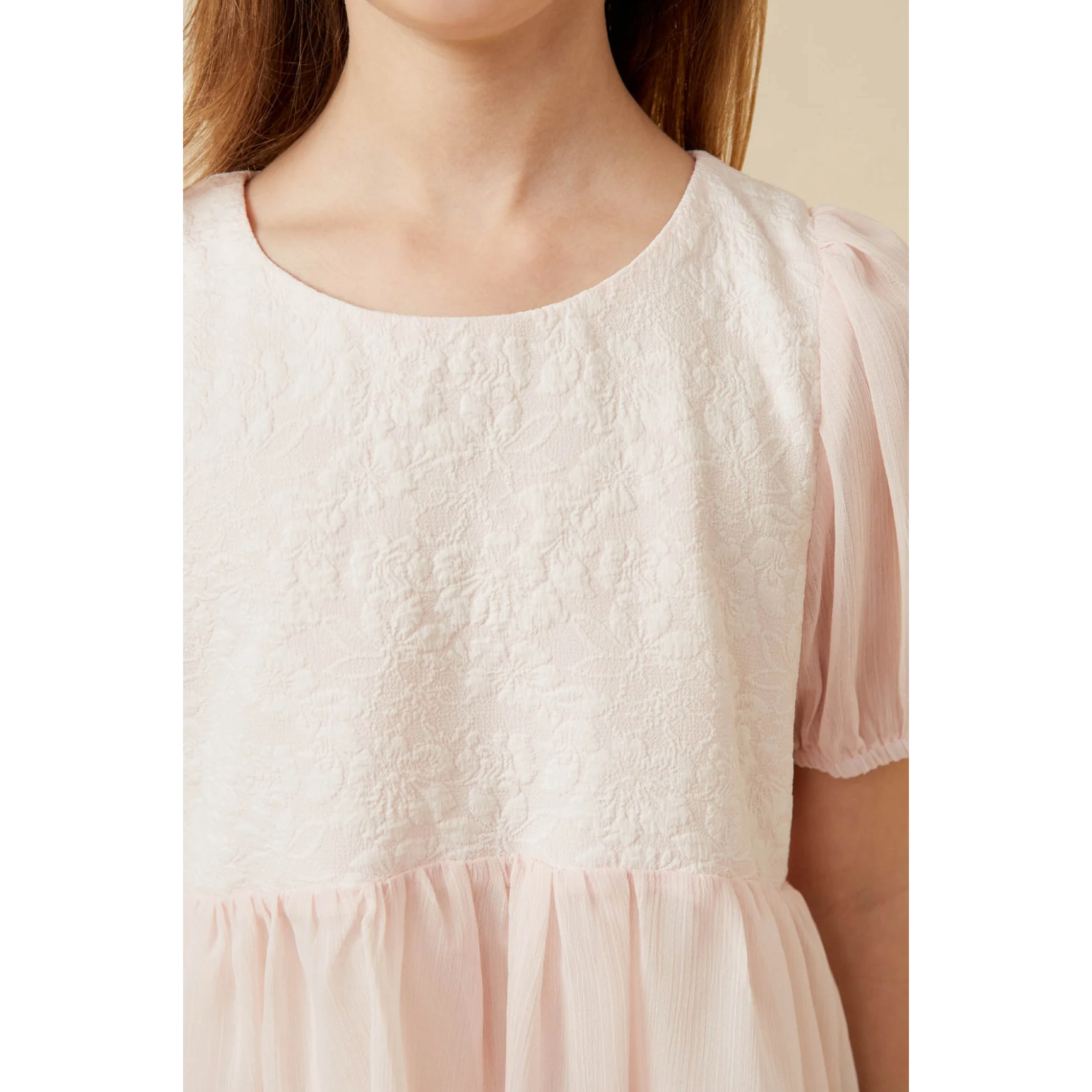 Hayden Floral Contrast Panel Chiffon Peplum Top-HAYDEN GIRLS-Little Giant Kidz