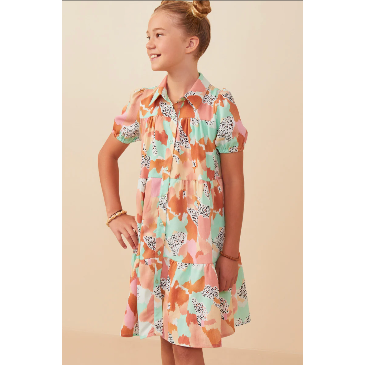 Hayden Girls Abstract Leopard Print Button Up Shirt Dress L (11/12) Hayden Girls Abstract Leopard Print Button Up Shirt Dress L (11/12)