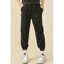Hayden Girls - Washed Paneled Knit Jogger - Black-HAYDEN GIRLS-Little Giant Kidz