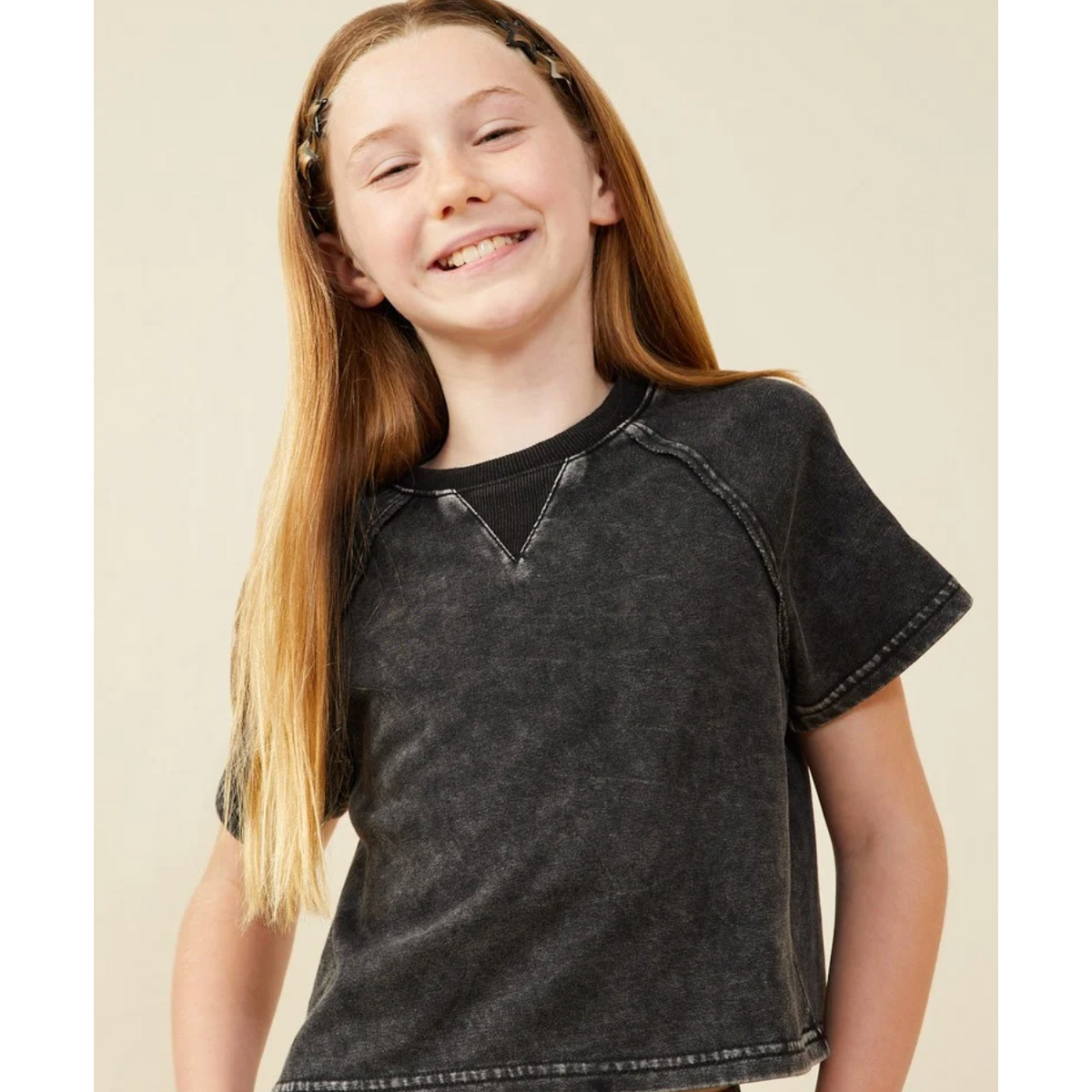 Hayden Girls - Washed Short Sleeve Knit Sweatshirt-HAYDEN GIRLS-Little Giant Kidz