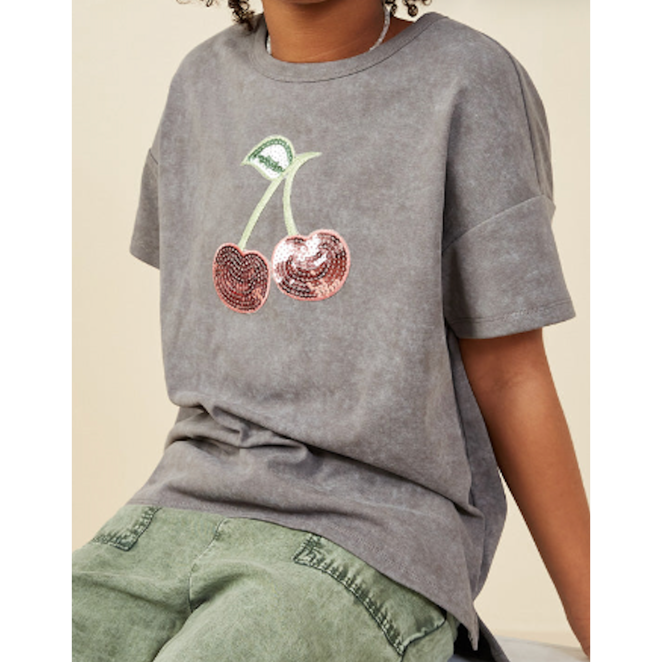 Hayden Sequin Cherry Patch Washed Out Tee-HAYDEN GIRLS-Little Giant Kidz