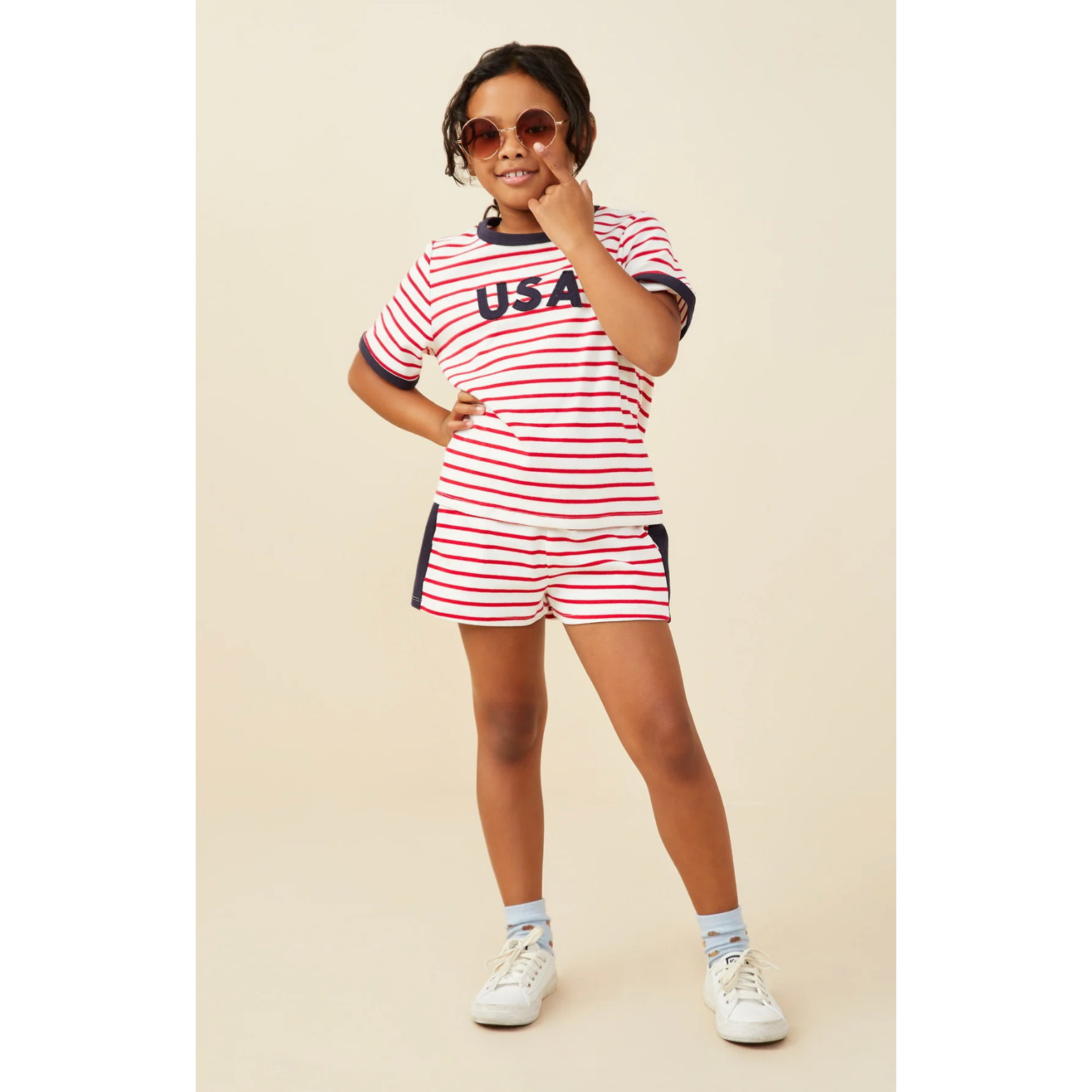 Hayden USA Patched Contrast Banded Knit Top-HAYDEN GIRLS-Little Giant Kidz