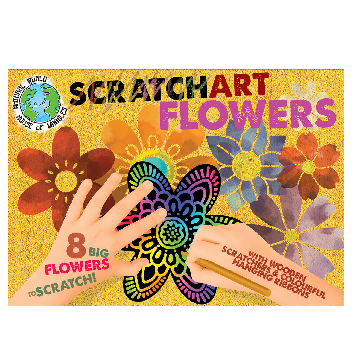 House Of Marbles Scratch Art Set- Flowers