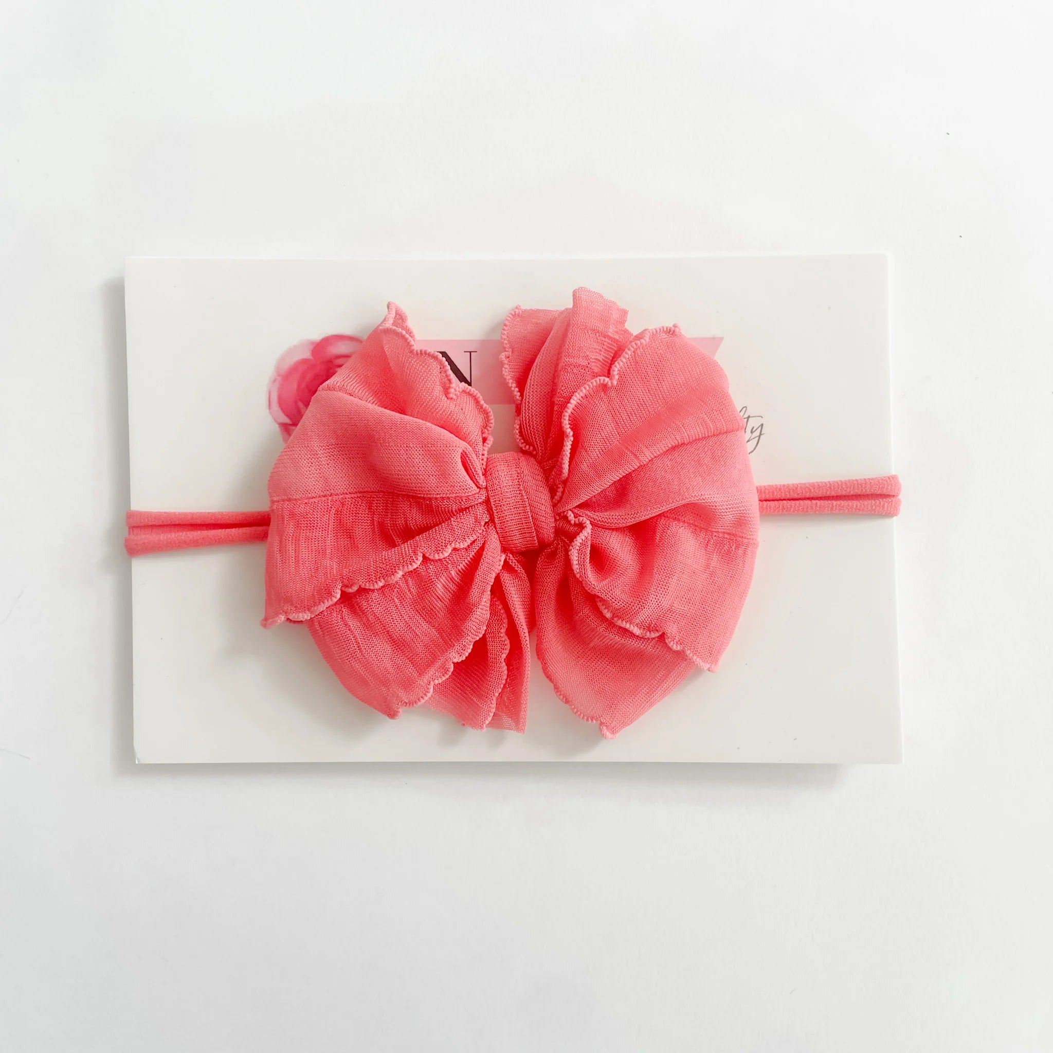 In Awe Couture Mini Ruffled Headband - Pink Grapefruit-IN AWE COUTURE-Little Giant Kidz