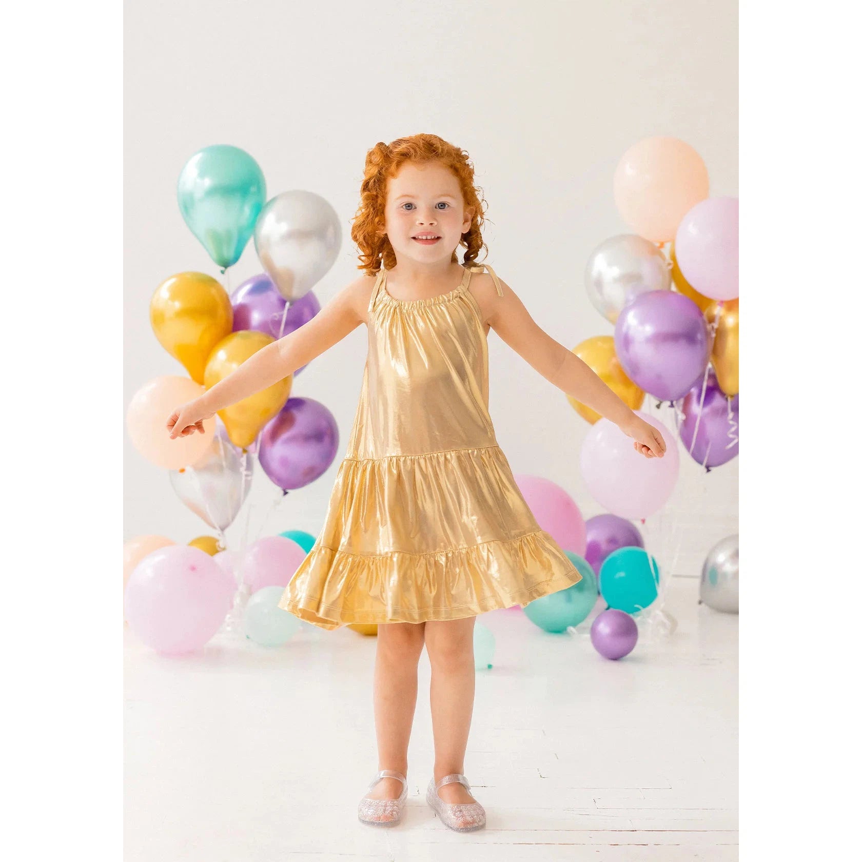 Isobella + Chloe Gold Shine Bright Dress-ISOBELLA AND CHLOE-Little Giant Kidz