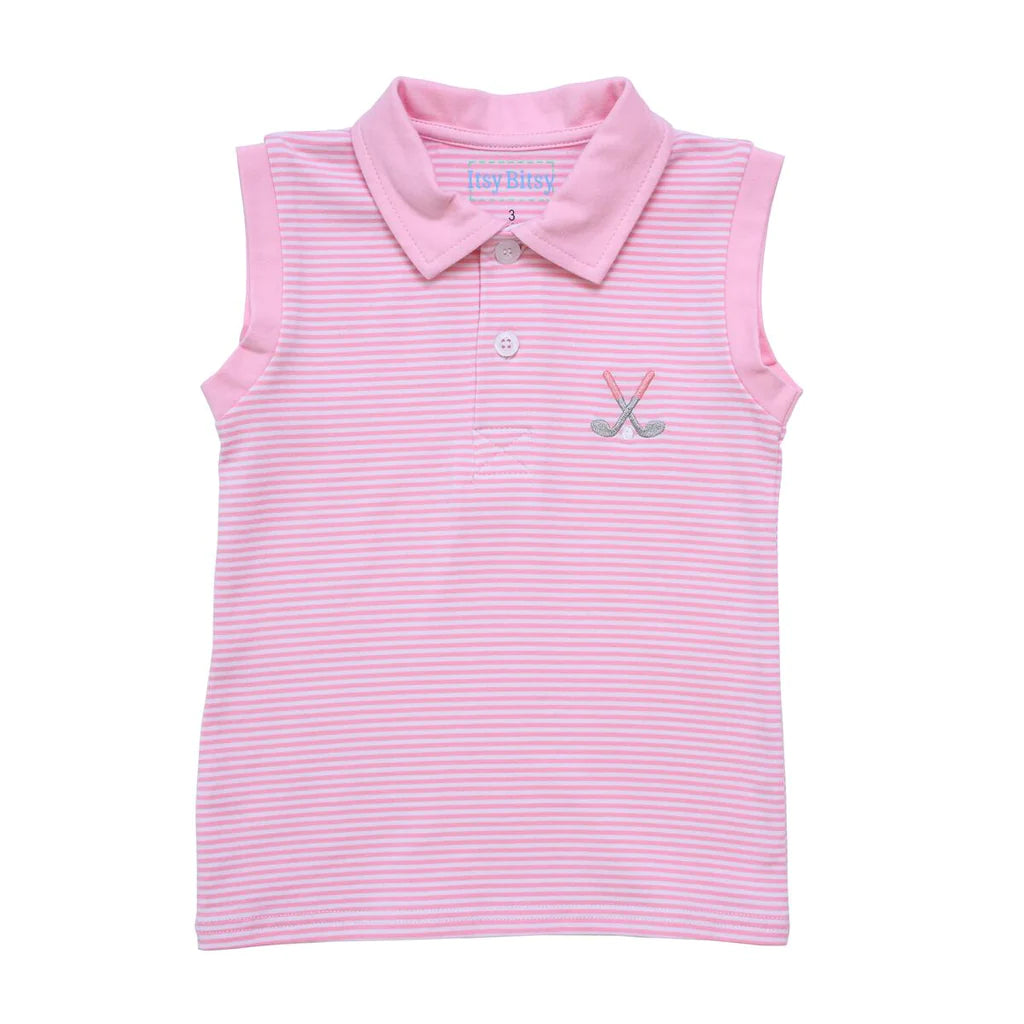 Itsy Bitsy Pink Stripe Golf Collar Tank-Itsy Bitsy-Little Giant Kidz