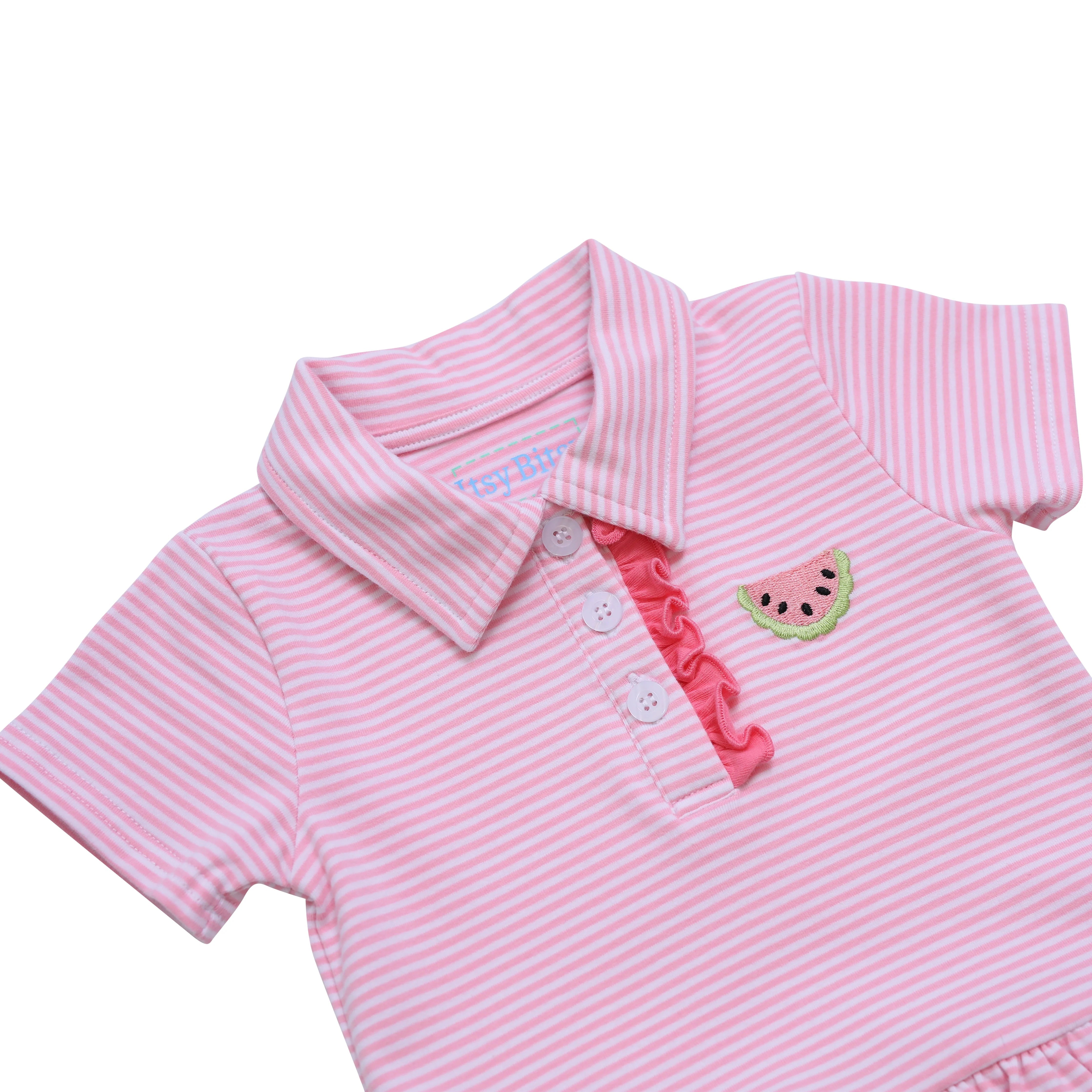 Itsy Bitsy Pink Stripe Watermelon Polo Bubble Dress-Itsy Bitsy-Little Giant Kidz