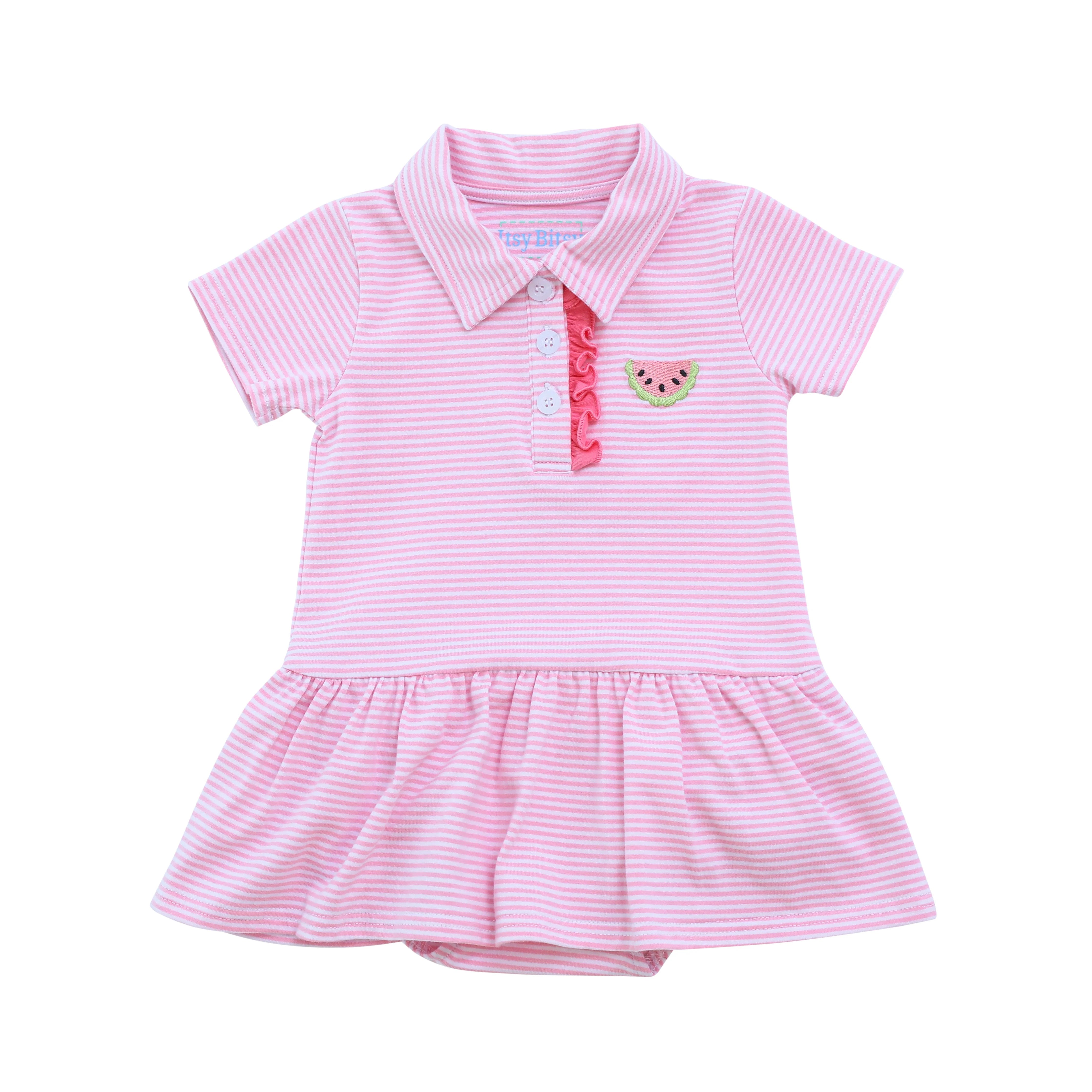 Itsy Bitsy Pink Stripe Watermelon Polo Bubble Dress-Itsy Bitsy-Little Giant Kidz