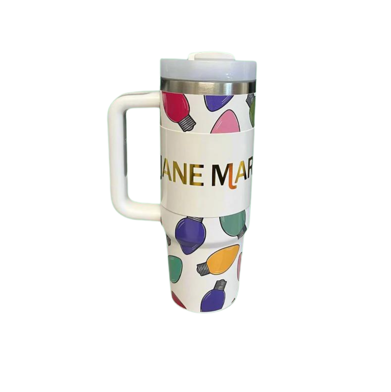 Jane Marie Holiday Lights Tumbler with Handle & Straw - 30oz.-JANE MARIE-Little Giant Kidz
