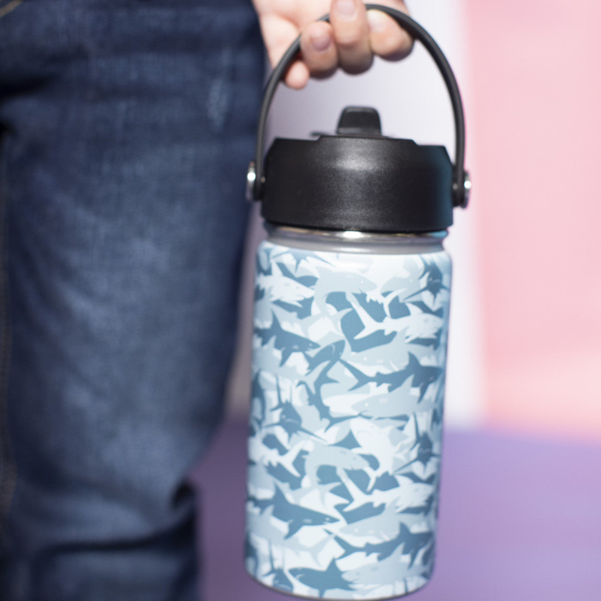 Jane Marie Kids A Shiver Of Sharks 12 Oz. Bottle With Straw Cap-JANE MARIE-Little Giant Kidz