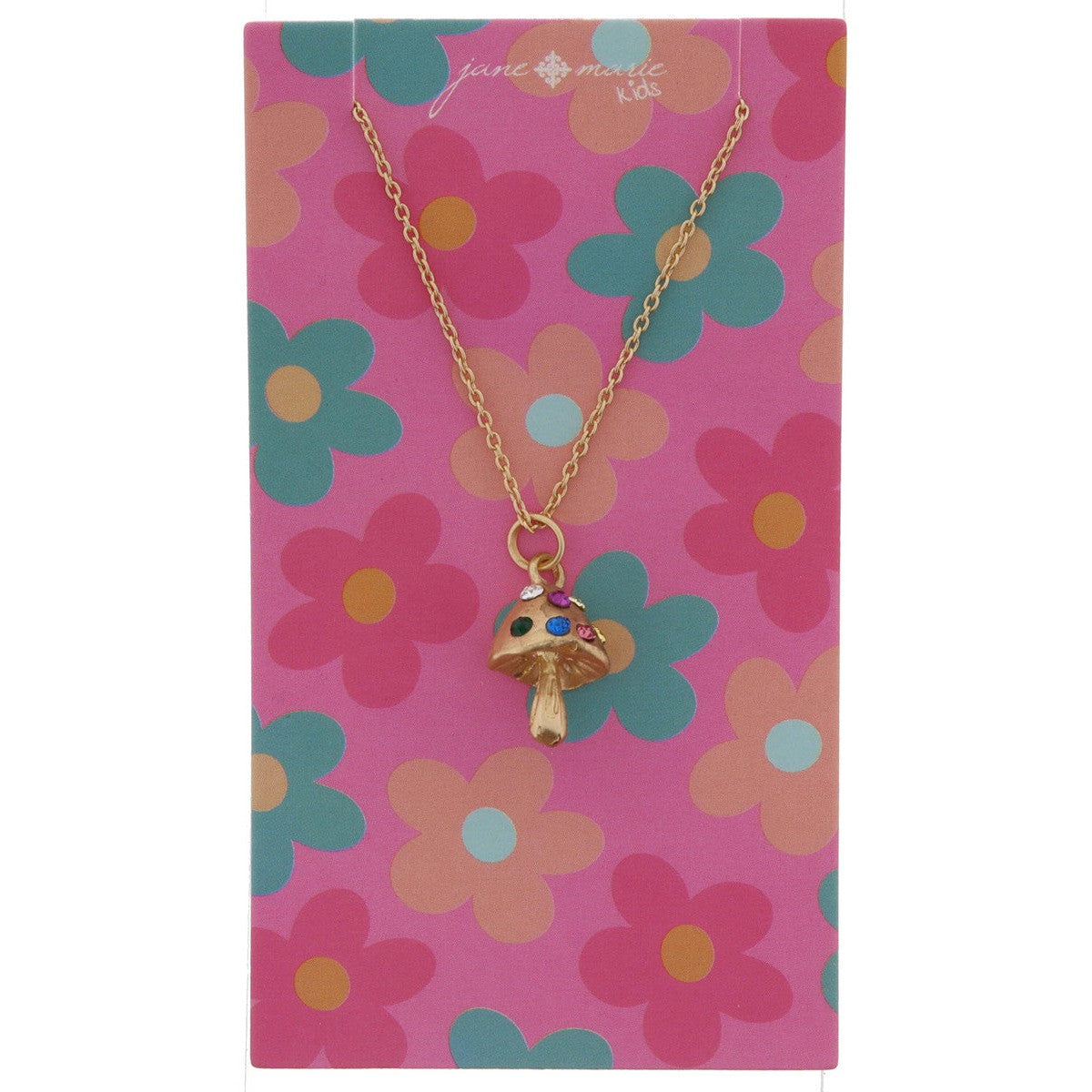 Jane Marie Kids Gold Mushroom With Multi Crystal Dots Necklace-JANE MARIE-Little Giant Kidz