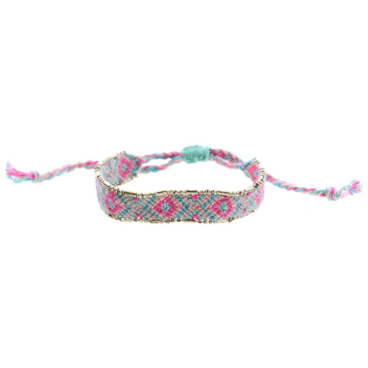 Jane Marie Kids Hot Pink, Mint, Pink, Aqua Woven Band With Gold Accent Edge Bracelet-JANE MARIE-Little Giant Kidz