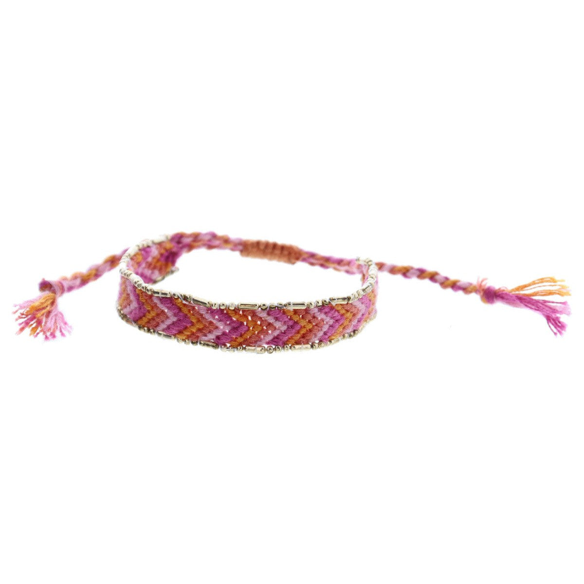Jane Marie Kids Magenta, Orange, Coral, Pink Woven Band With Gold Accent Edge Bracelet-JANE MARIE-Little Giant Kidz