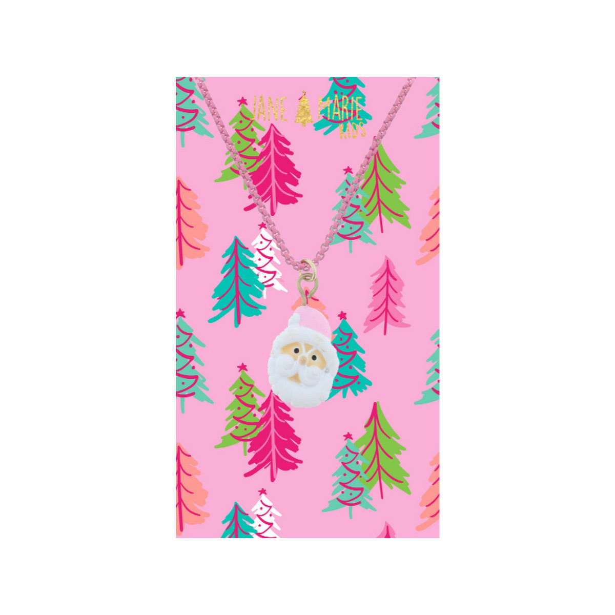Jane Marie Kids Polymer Pink Hat Santa Head Necklace Little Giant Kidz