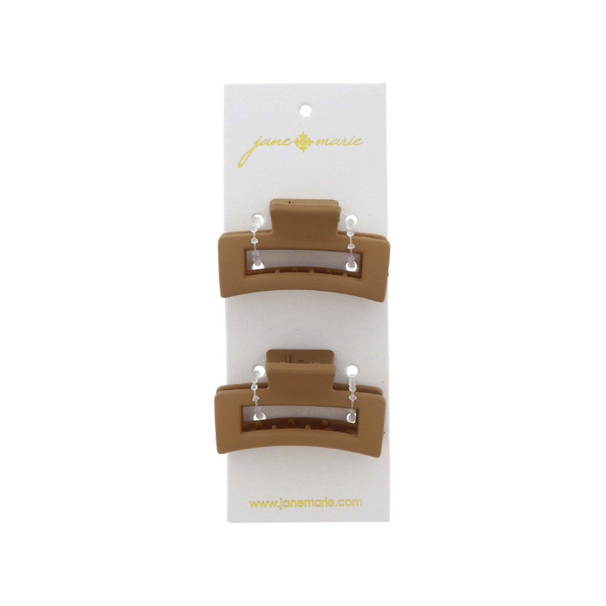 Jane Marie Set of 2 Mini Golden Tan Rectangle Hair Clips-JANE MARIE-Little Giant Kidz