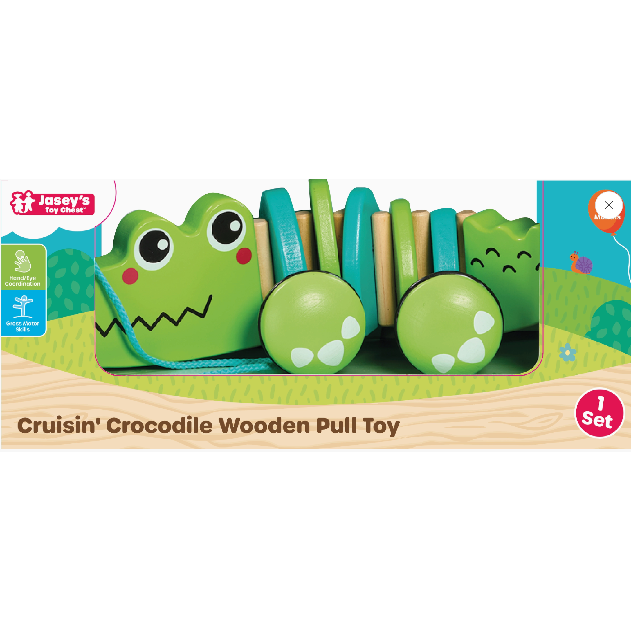 Jasey's Toy Chest Cruisin' Crocodile Wooden Pull Toy-Jasey's Toy Chest-Little Giant Kidz