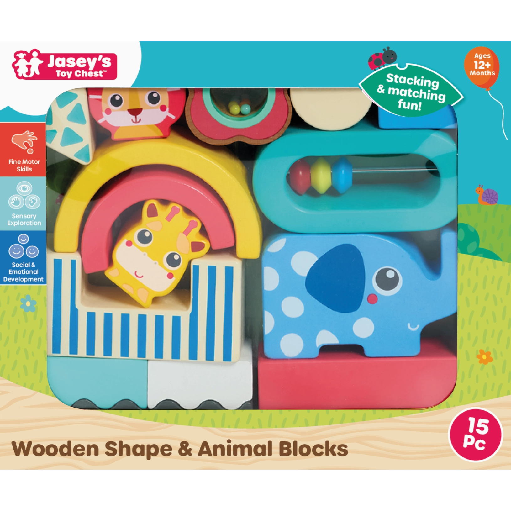Jasey's Toy Chest Wooden Shape & Animal Blocks-Jasey's Toy Chest-Little Giant Kidz