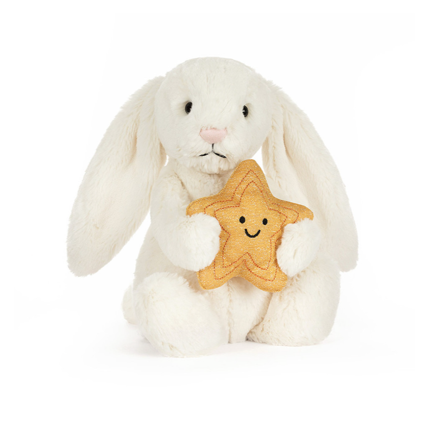 JellyCat Cream Bunny with Star-JellyCat-Little Giant Kidz