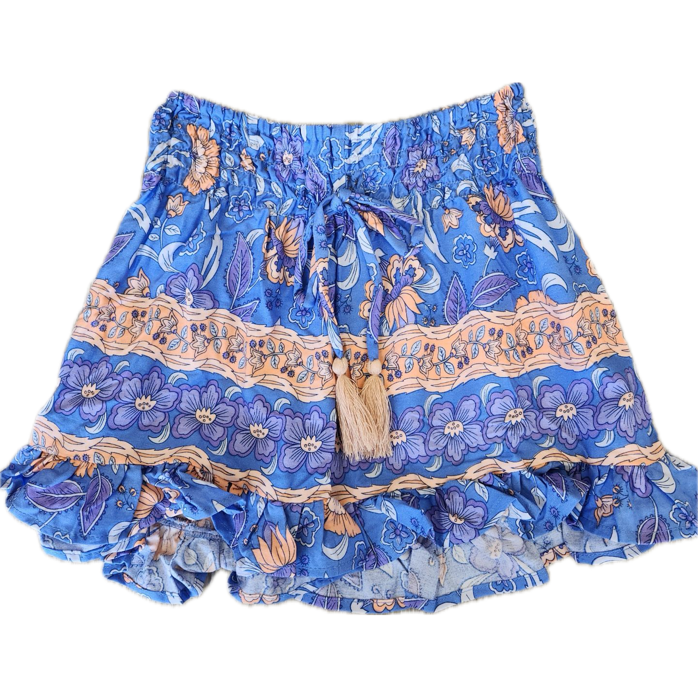 Joyous & Free Batik Fleur Ruffle Smock Short- Fleur Sky-Joyous & Free-Little Giant Kidz