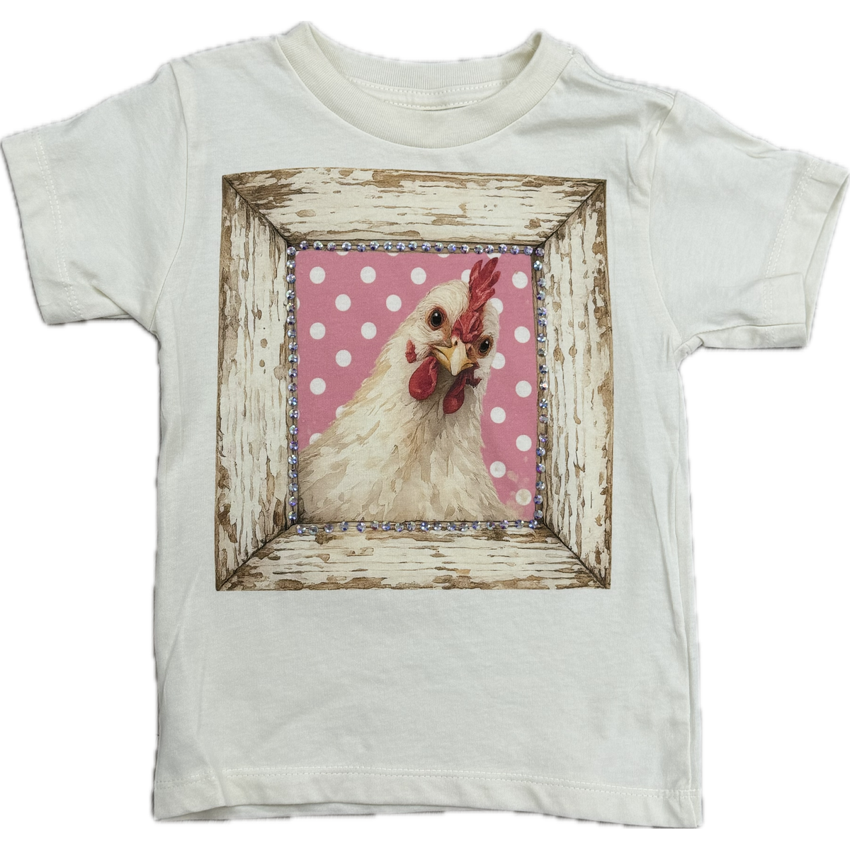 Keep It Gypsy Chicken Polka Dot Frame- Cream-Little Giant Kidz-Little Giant Kidz