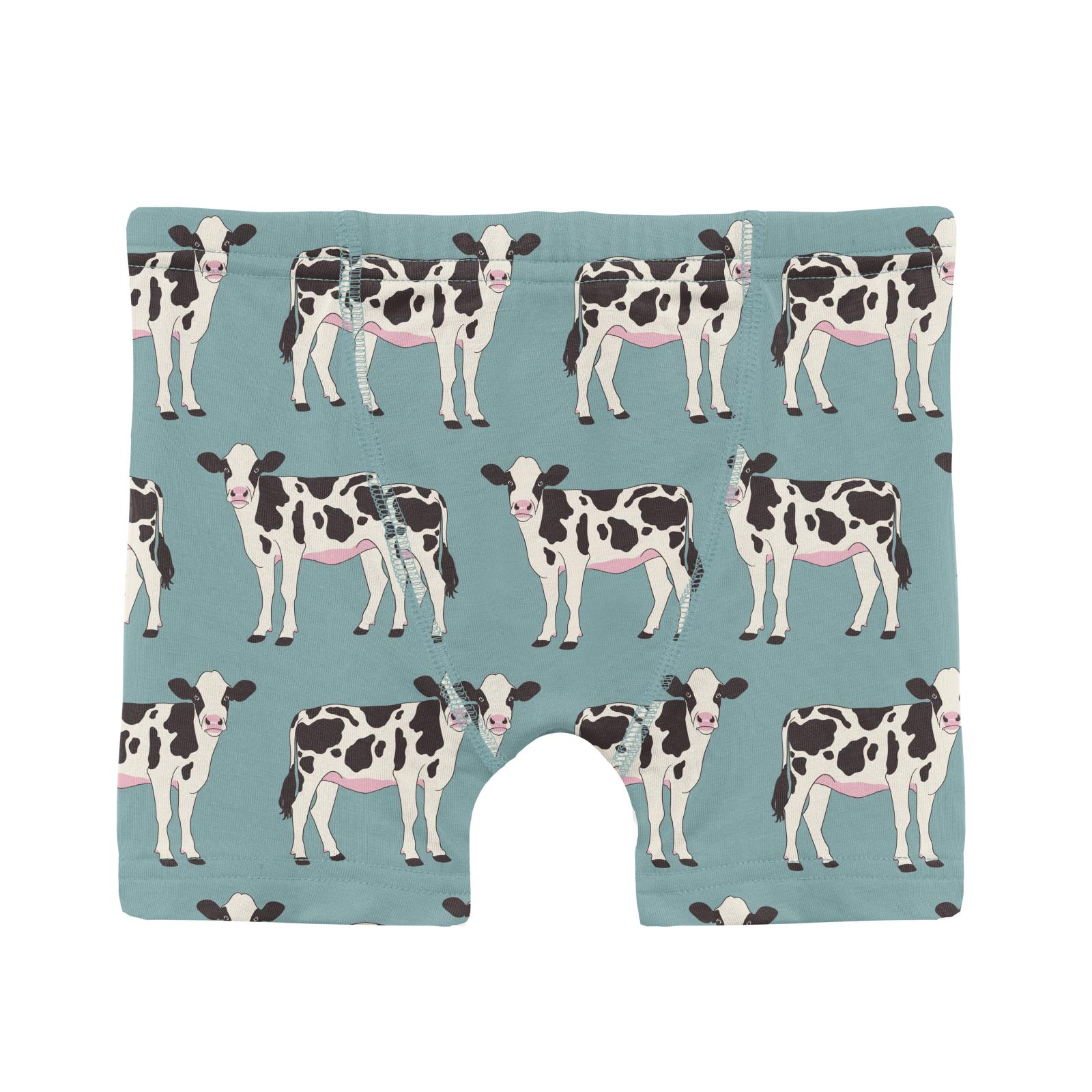 Kickee Pants Boy's Boxer Brief- Jade Cows-Kickee Pants-Little Giant Kidz