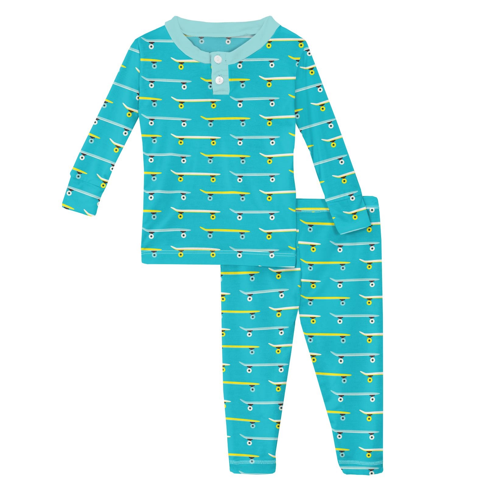Kickee Pants Confetti Skateboard Long Sleeve Henley Pajama Set-Kickee Pants-Little Giant Kidz