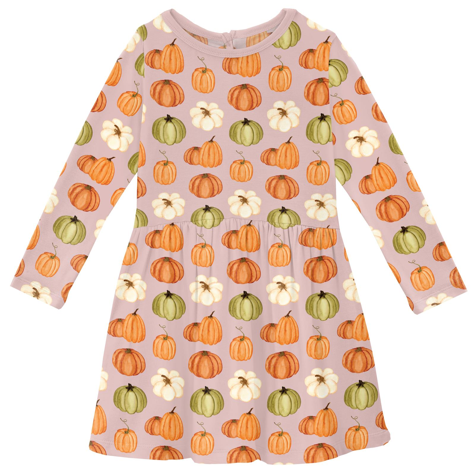 Kickee Pants Flutter Sleeve Twirl Dress with Pockets- Baby Rose Pumpkin Patch-Kickee Pants-Little Giant Kidz
