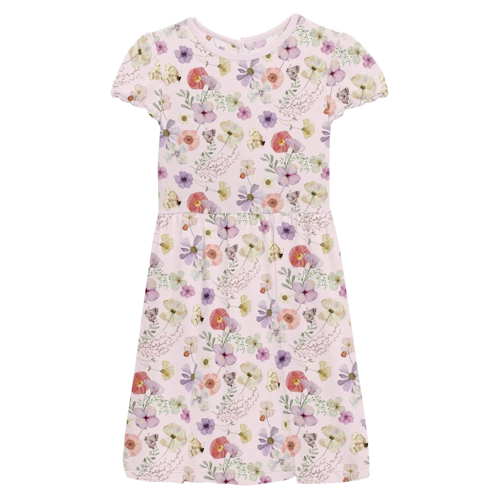 Kickee Pants Flutter Sleeve Twirl Dress with Pockets- Shrinking Violet Pressed Flowers-Kickee Pants-Little Giant Kidz
