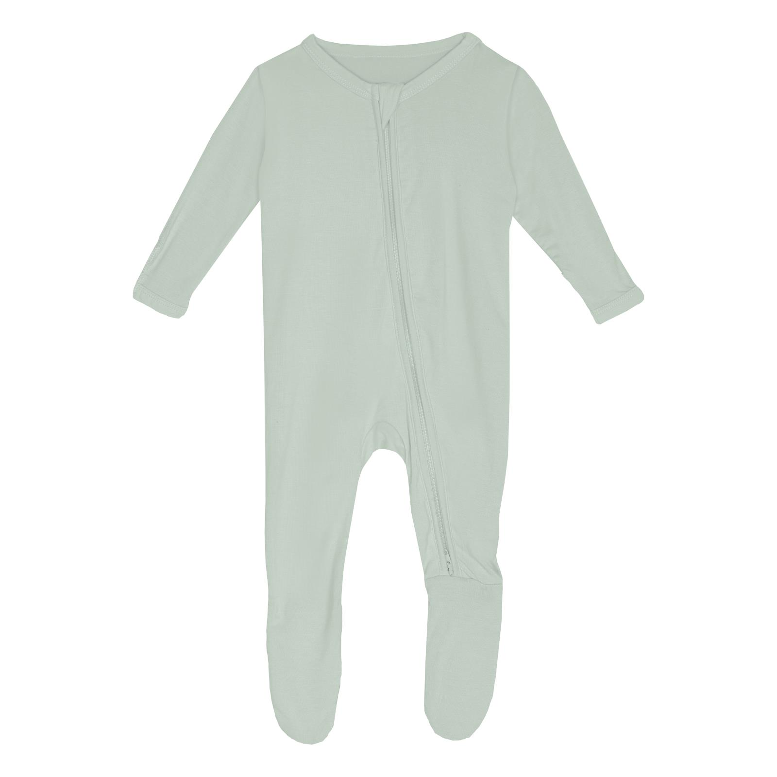 Kickee Pants Footie with Zipper Sleeper- Aloe-KICKEE PANTS-Little Giant Kidz
