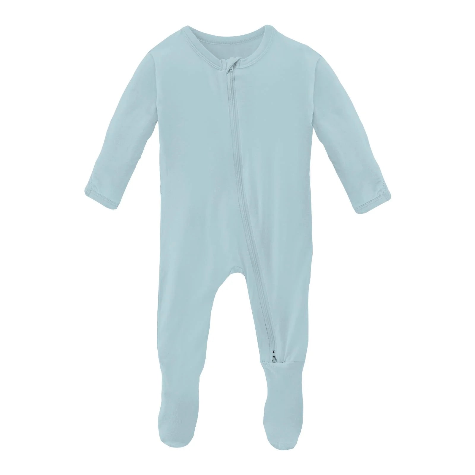 Kickee Pants Footie with Zipper Sleeper- Spring Sky-KICKEE PANTS-Little Giant Kidz