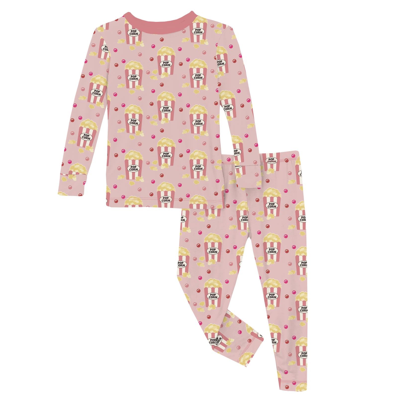 Kickee Pants Long Sleeve Pajama Set - Baby Rose Movie Night-KICKEE PANTS-Little Giant Kidz