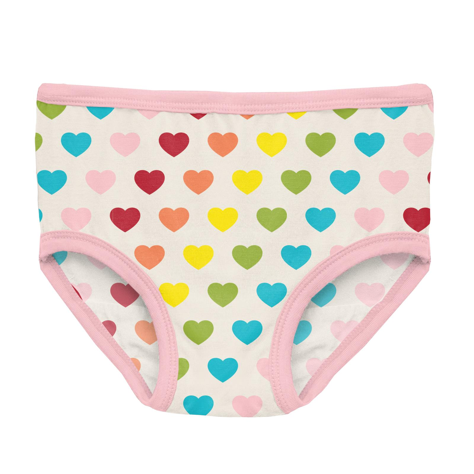Kickee Pants Natural Rainbow Hearts Print Girl's Underwear