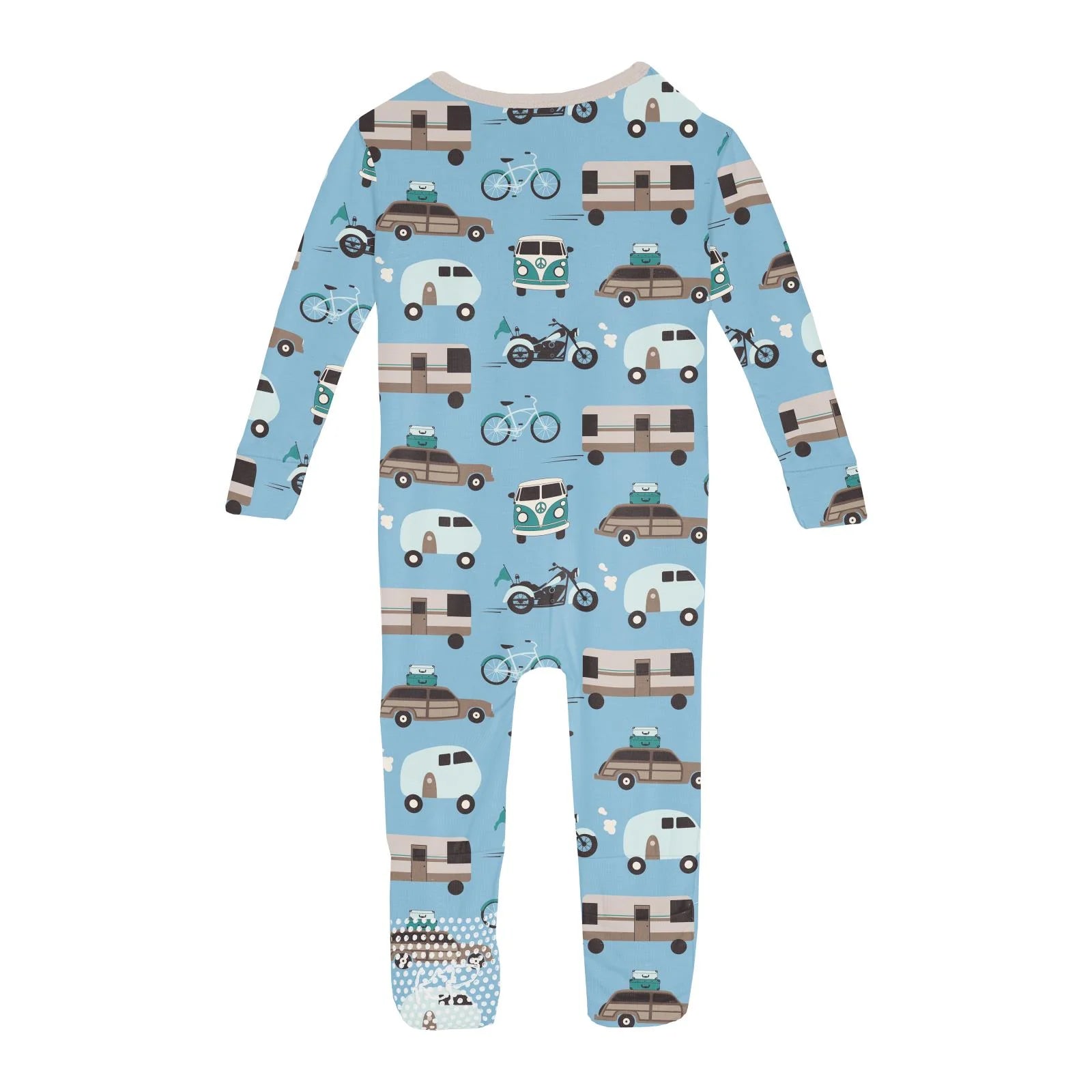 Kickee Pants Print Convertible Zipper Sleeper- Seaside Blue On the Way-Kickee Pants-Little Giant Kidz