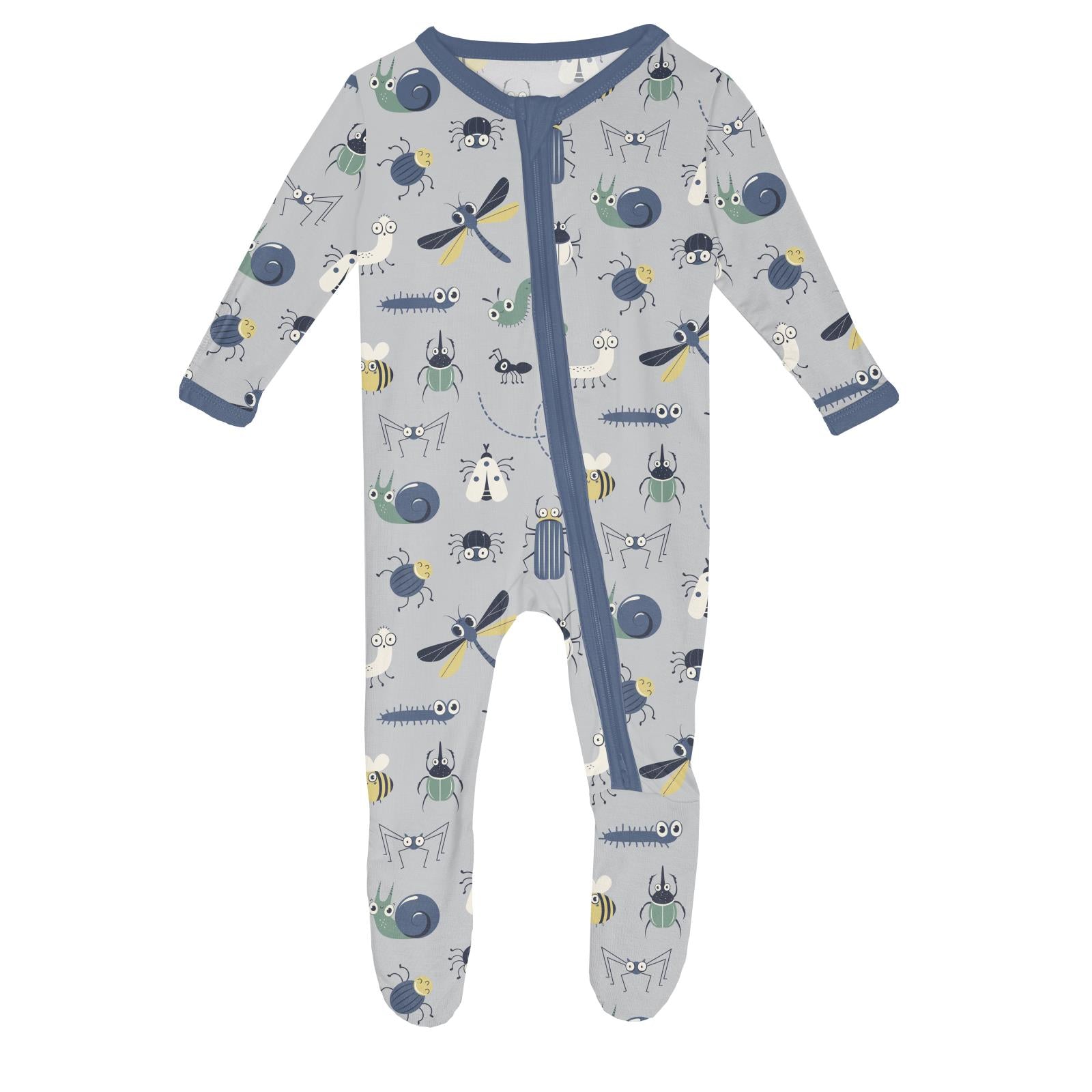 Kickee Pants Print Footie with 2 Way Zipper- Dove Bug-KICKEE PANTS-Little Giant Kidz