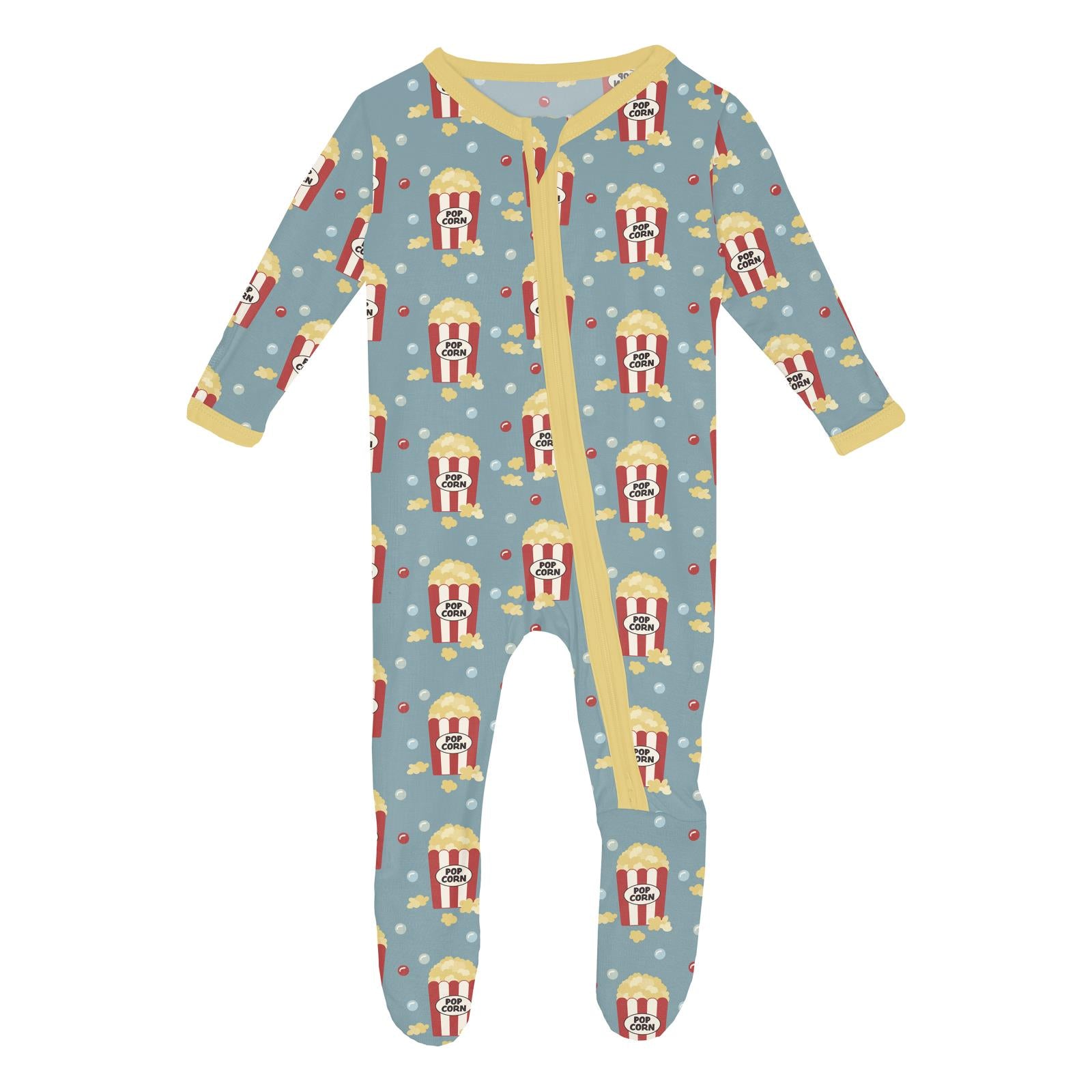 Kickee Pants Print Layette Footie with 2 Way Zipper- Storm Sea Movie Night-KICKEE PANTS-Little Giant Kidz