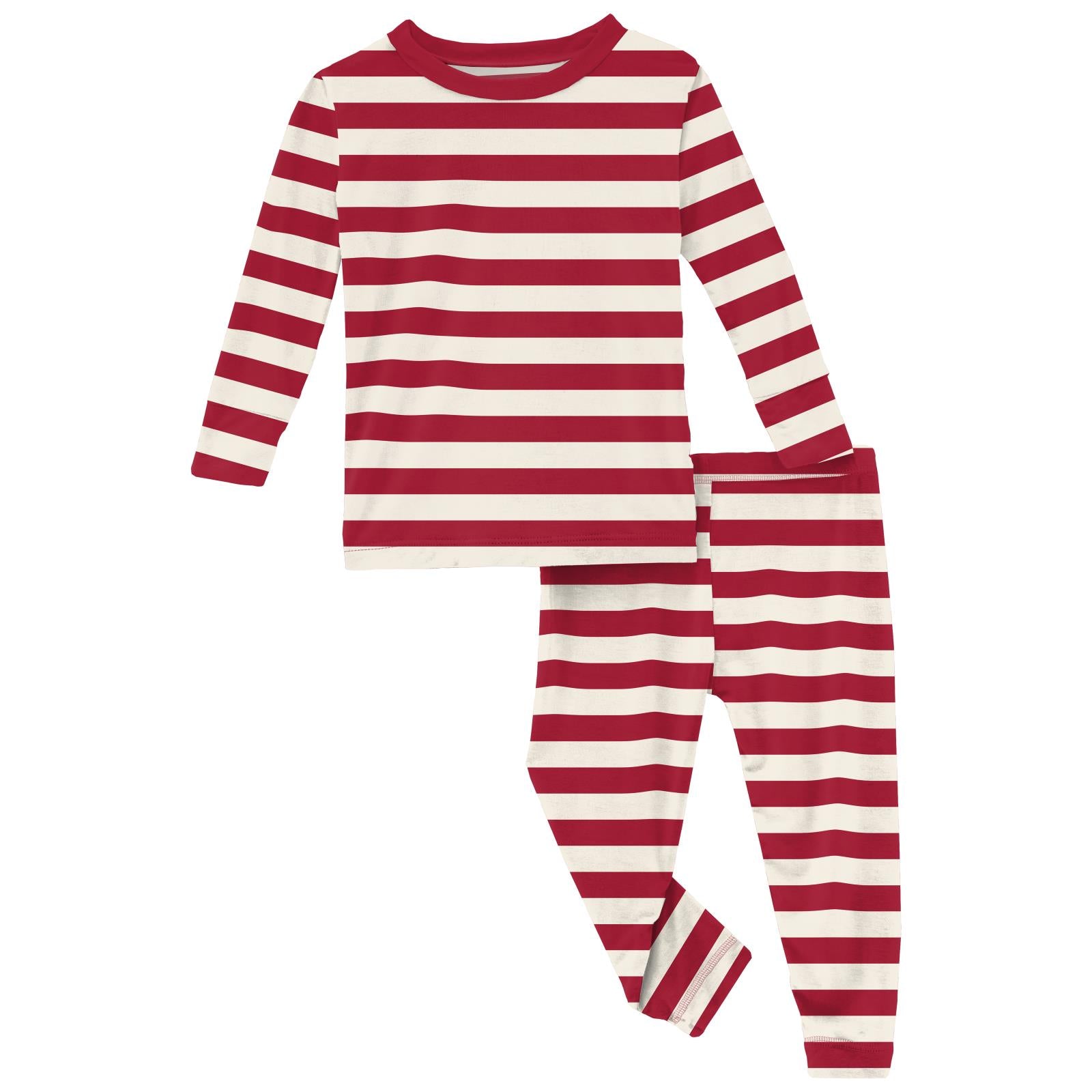 Kickee Pants Print Long Sleeve Pajama Set- Candy Cane-KICKEE PANTS-Little Giant Kidz