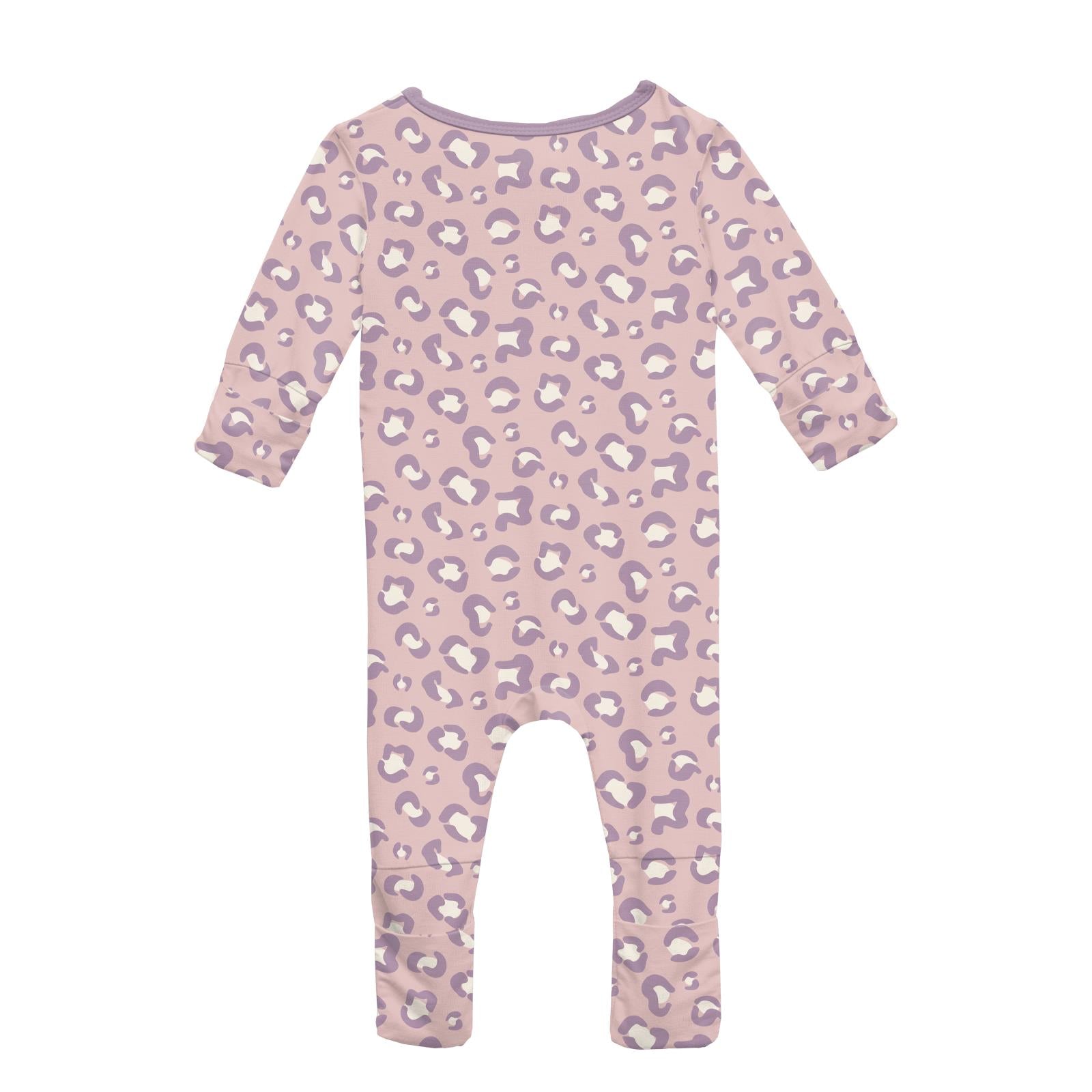 Kickee Pants Print Zipper Convertible Coverall- Baby Rose Cheetah Print-KICKEE PANTS-Little Giant Kidz