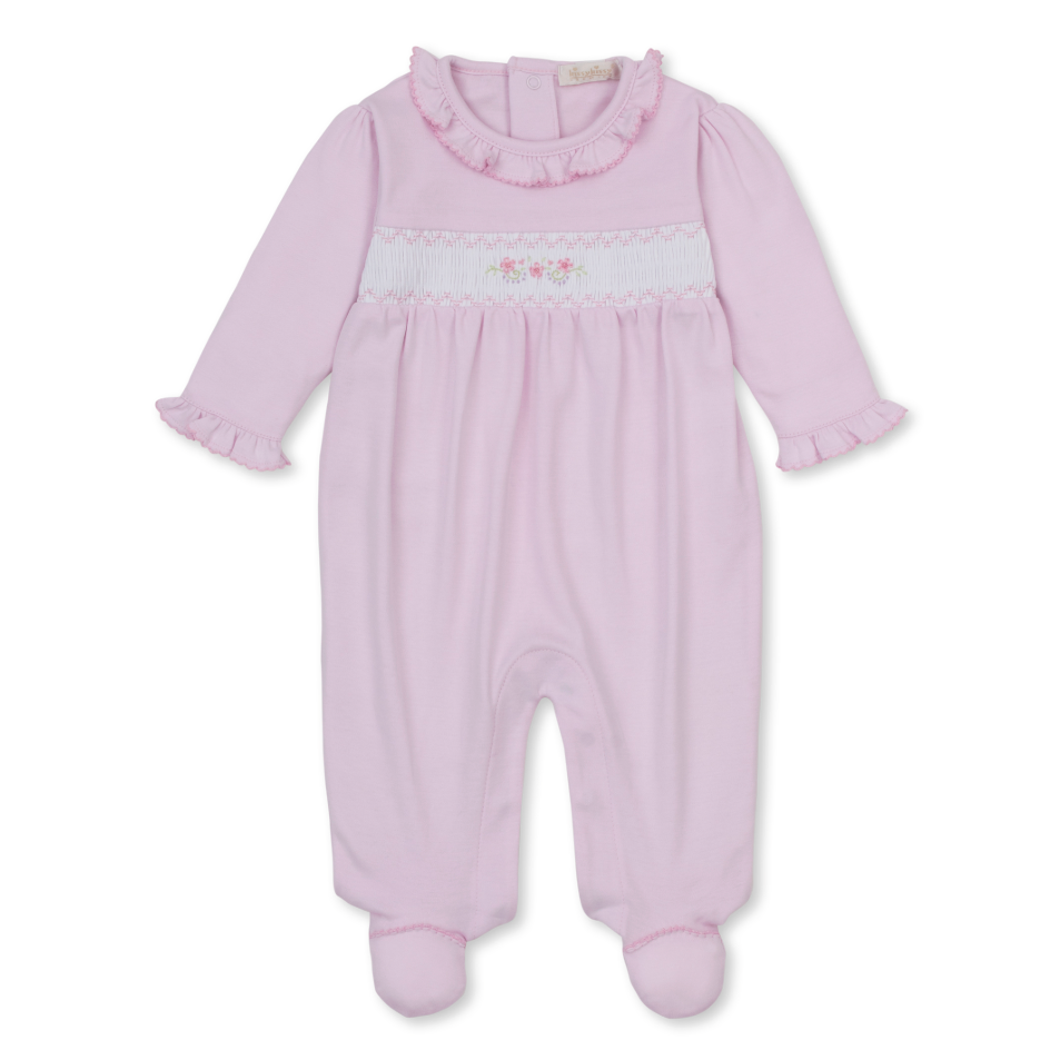 Kissy Kissy Footie w/ hand smocking - Pink-Kissy Kissy-Little Giant Kidz