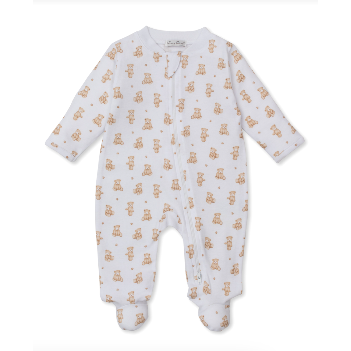 Kissy Kissy Footie with Zipper- Tan Teddy Bears-Kissy Kissy-Little Giant Kidz