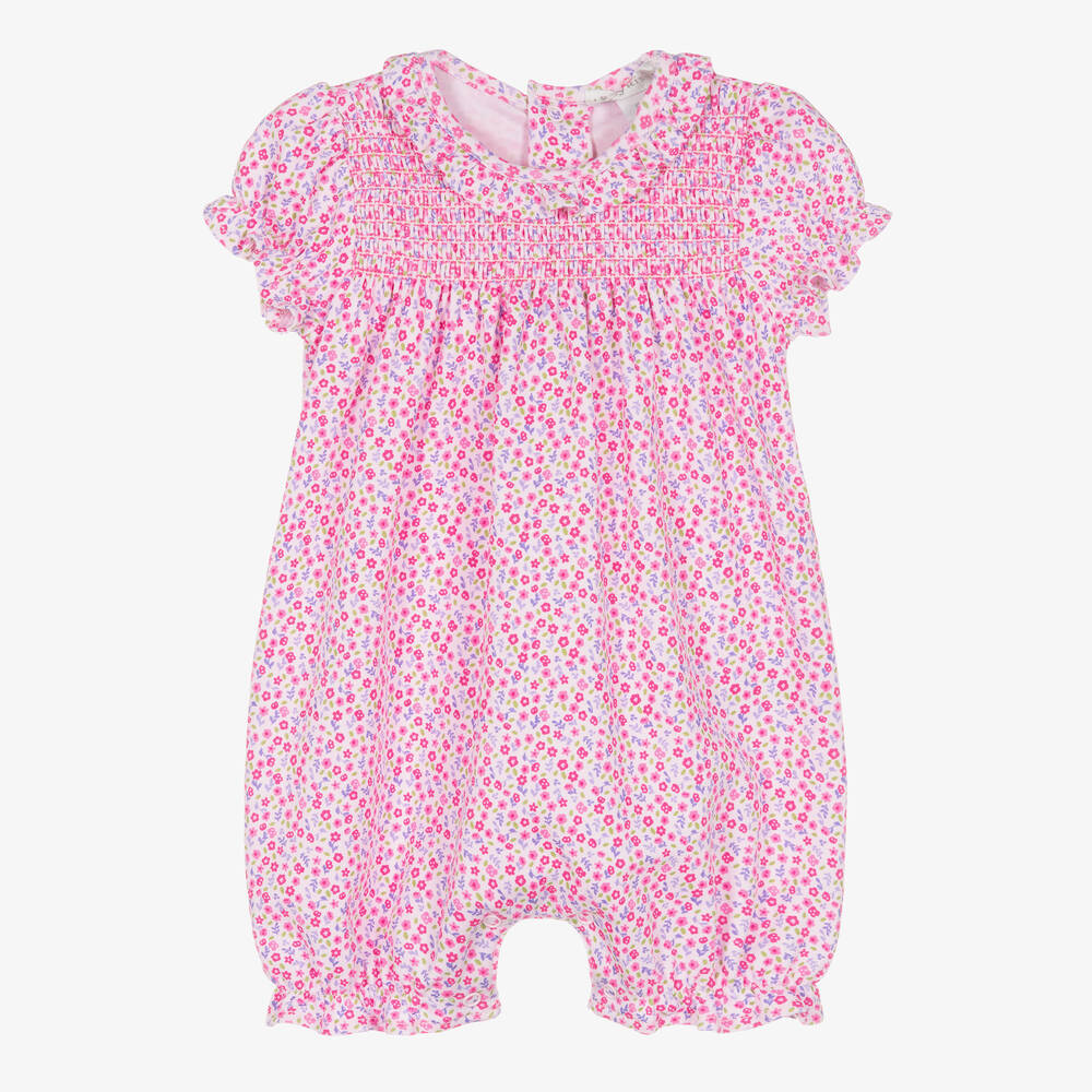 Kissy Kissy Hearts Abloom Pink Floral Short Playsuit-Kissy Kissy-Little Giant Kidz