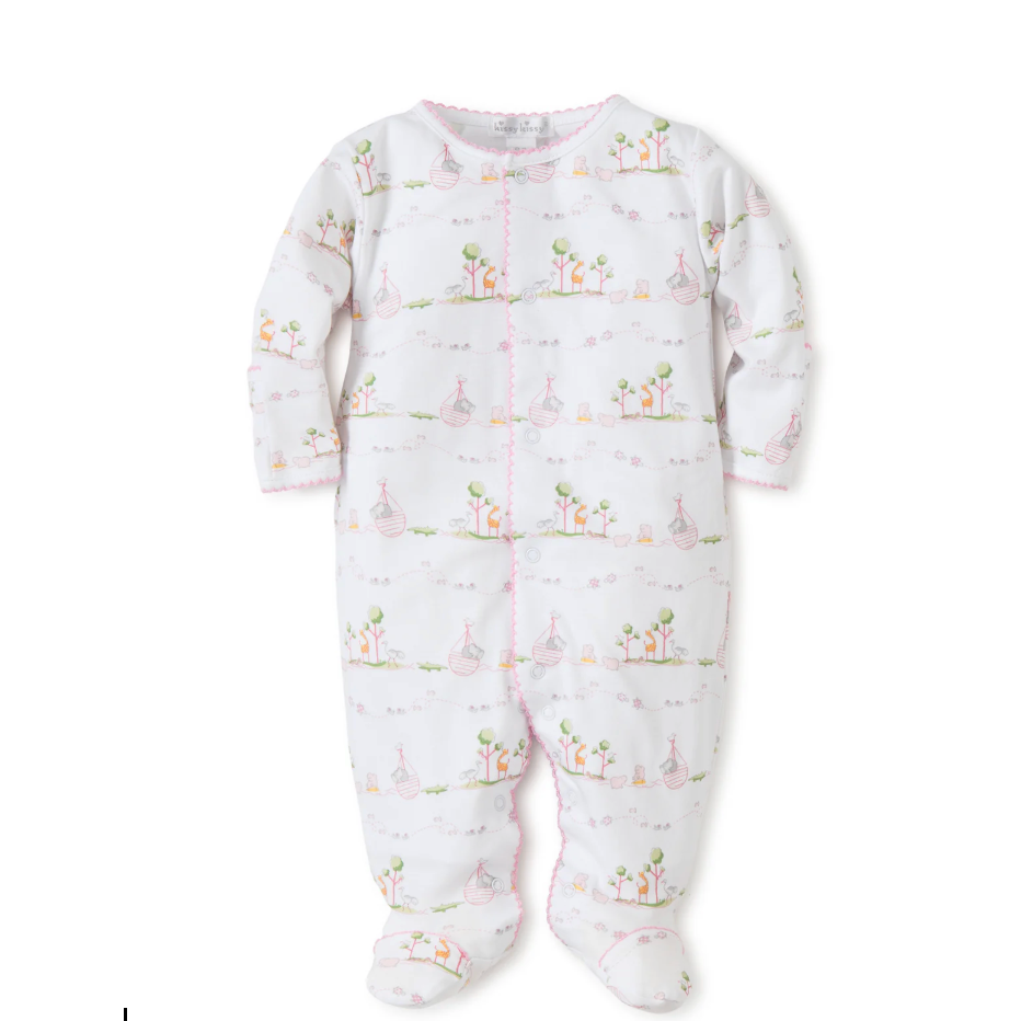 Kissy Kissy Noahs's Print Footie- Pink-Kissy Kissy-Little Giant Kidz
