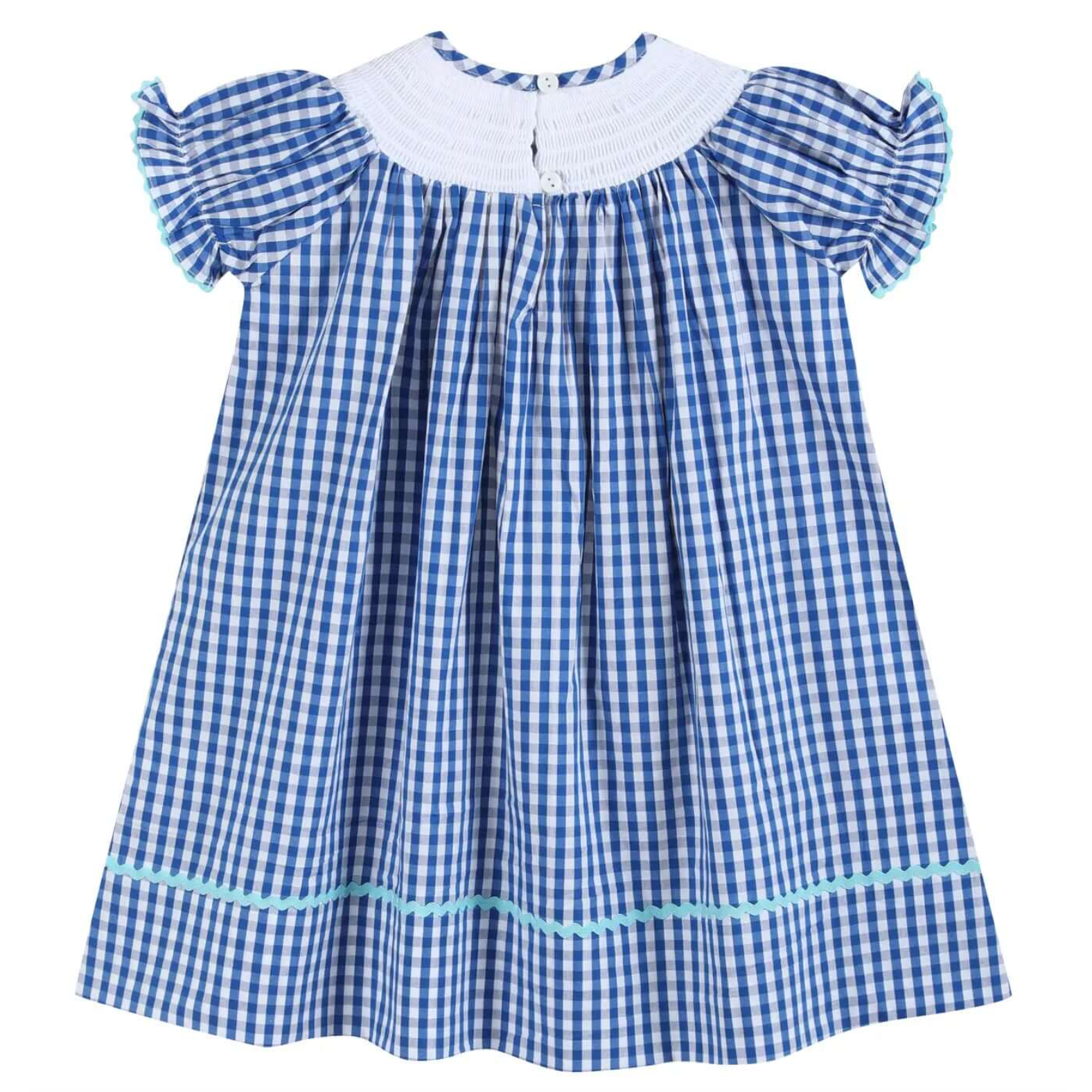 Lil Cactus Royal Blue Gingham School Smocked Bishop Dress-Lil Cactus-Little Giant Kidz