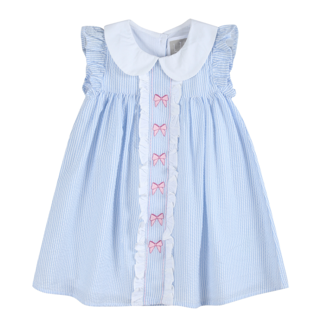 Lil Cactus Ruffle Dress- Blue and Pink-Lil Cactus-Little Giant Kidz