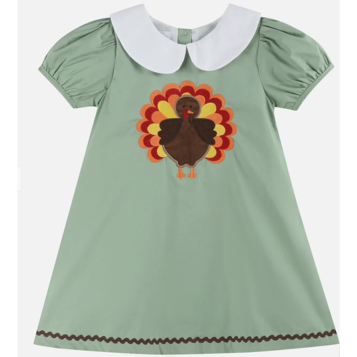 Lil Cactus Sage Green Turkey Collared Dress-Lil Cactus-Little Giant Kidz
