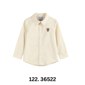 Lil Cactus Sand Beige Reindeer Dress Shirt-Lil Cactus-Little Giant Kidz