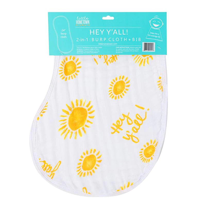 Little Hometown Hey Y'all Burp Cloth & Bib Combo-Little Hometown-Little Giant Kidz